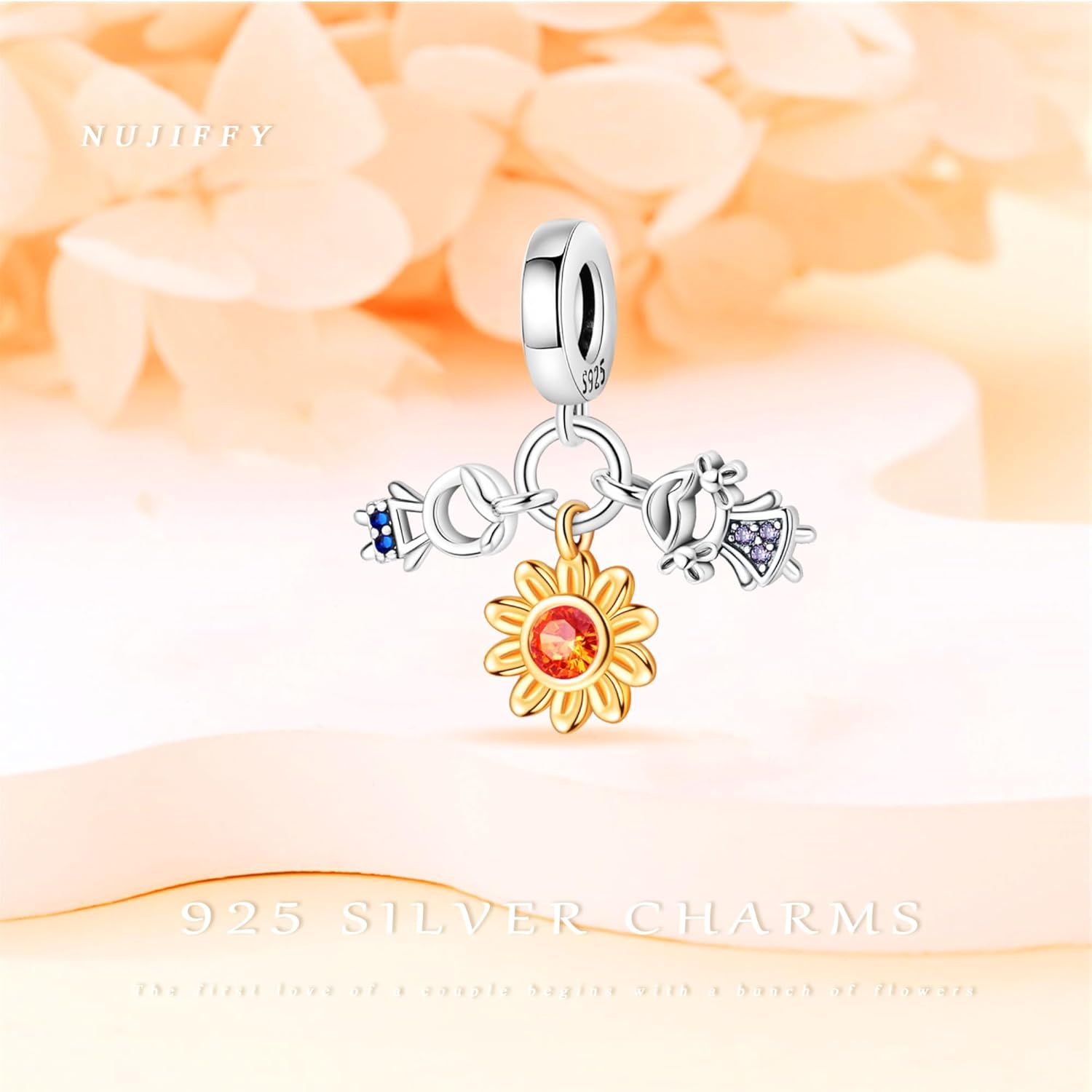 925 Sterling Silver Charms Beads for Bracelets & Necklaces, Sunflower Charm Flower Retro Birthday Gifts Jewelry for Women Men Teens Couple - Image 3