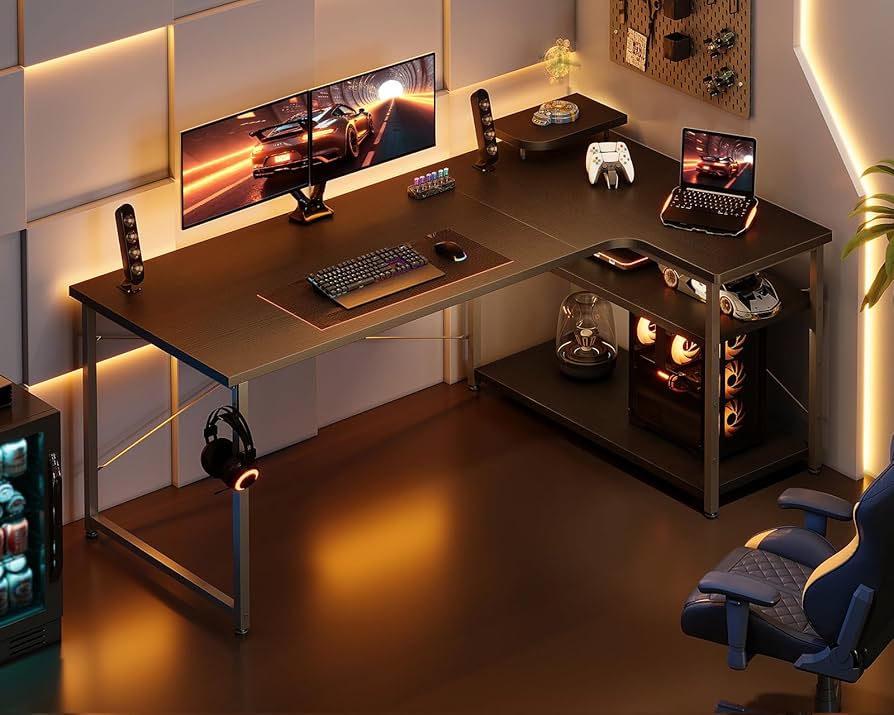 M3098-143-103】ゲーミングデスク パソコンデスク L字 110㎝ 【M3098