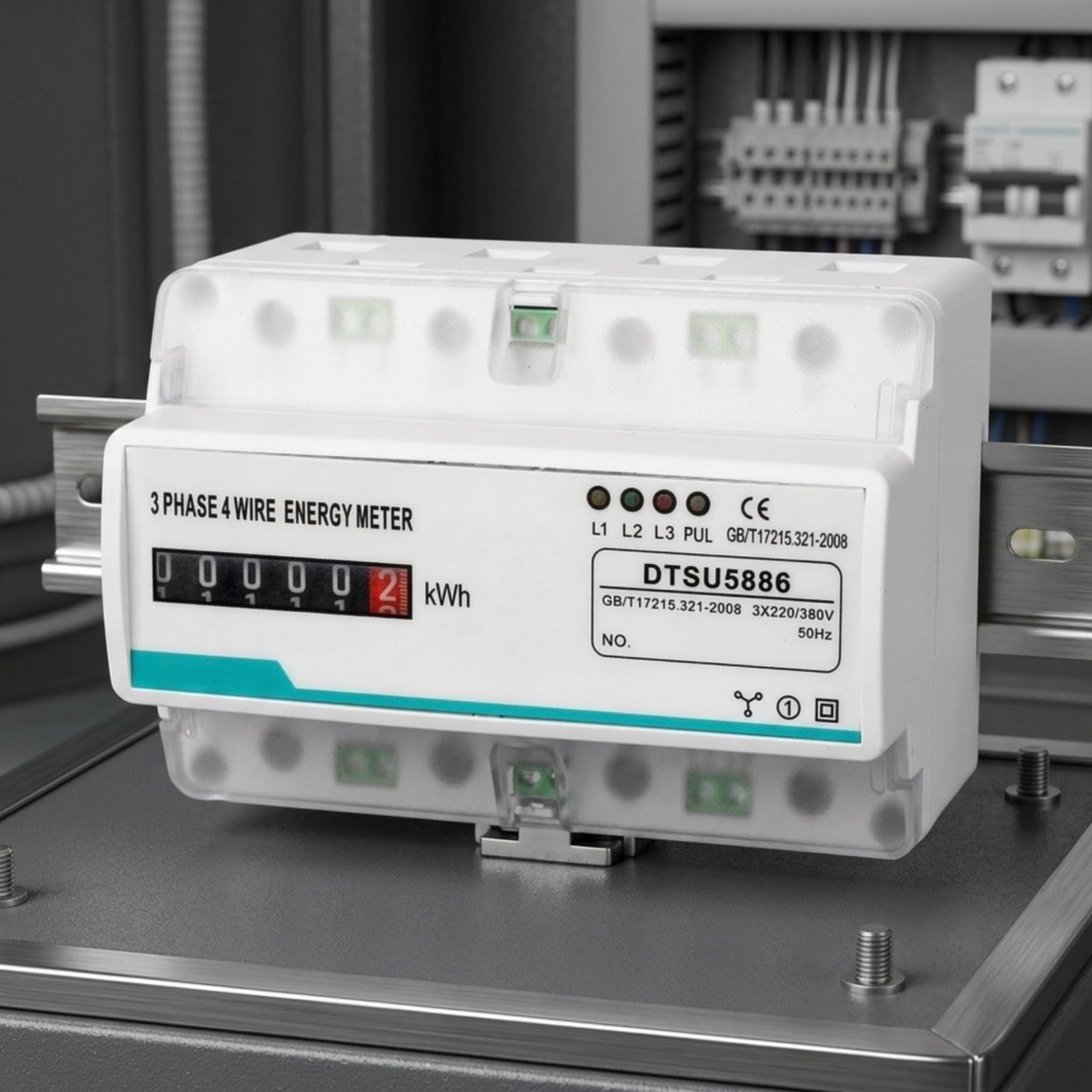 3-Phasen-Stromzähler 100A Hutschiene Dreiphasen-Energiemessgerät 220/380V
