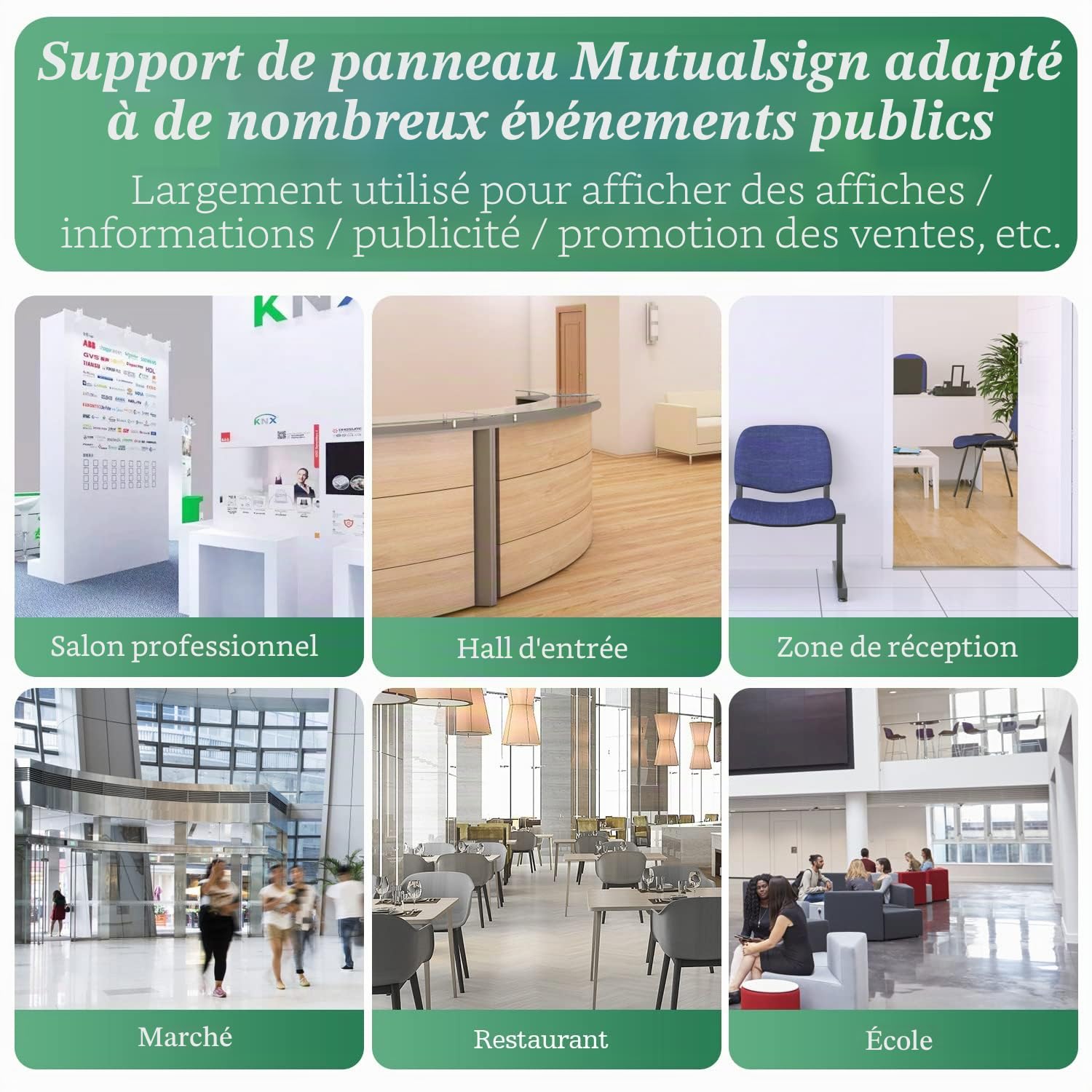 Lot de 6 Porte affiche A4 porte affiche sur pied, supports de panneau A4 porte menu restaurant avec cadre pression et support publicitaire pour présentation/publicité/ventes d'affichage (Noir)