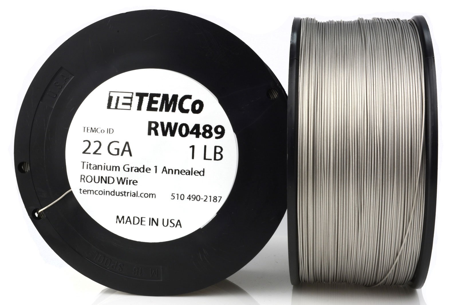TEMCo Titanium Wire 22 Gauge 1 lb (1017 ft) Surgical Grade 1 Resistance AWG ga