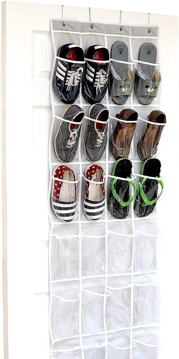 Simple Houseware 4-Tier Shoe Rack + 24 Pockets Over The Door Hanging Organizer