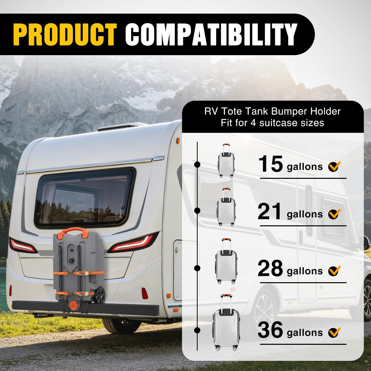 Nilight RV Bumper Tote Tank Carrier Fits 4"-4.5" Square RV Bumpers