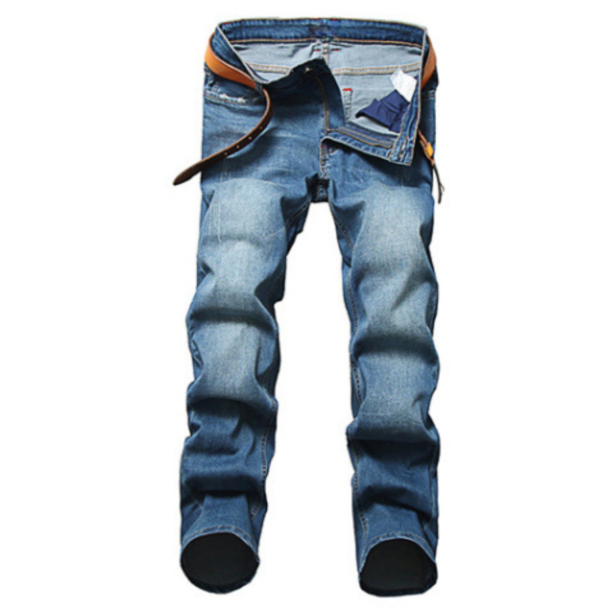 Men's Classic Relaxed Fit Jean Lightweight Straight Leg Washed Denim Jeans Retro Distressed Loose Fit Jean Pants