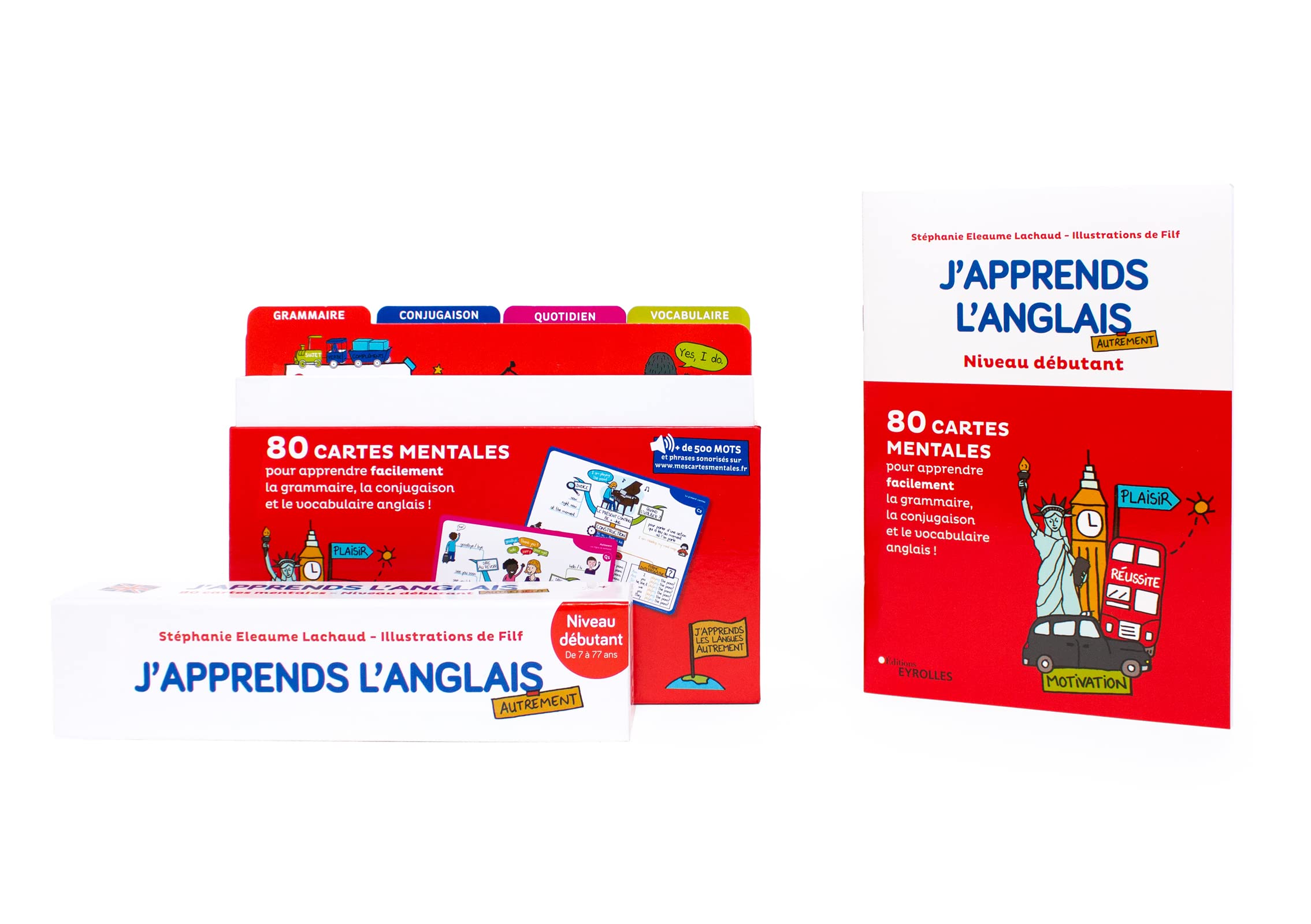 J'apprends l'anglais autrement - Niveau débutant: 80 cartes mentales pour apprendre facilement le vocabulaire, la conjugaison et la grammaire anglaise