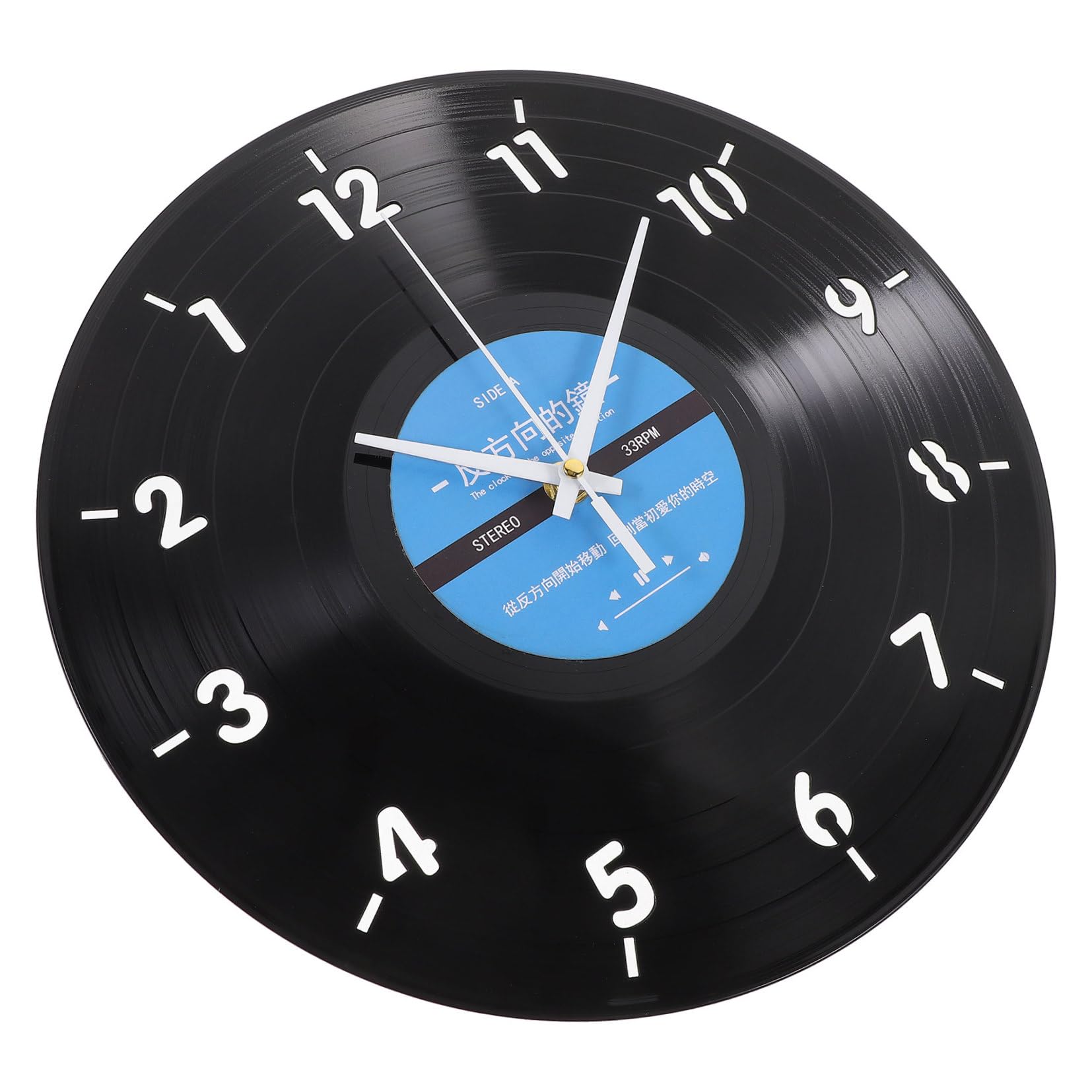 Horloge murale rotation inverse vinyle vintage pendule murale decorative