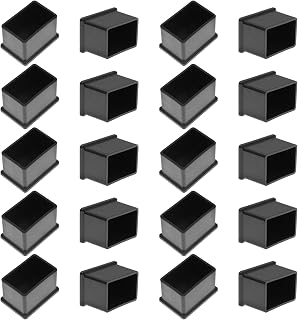 Bonsicoky 20Pcs Rectangle Rubber Furniture Leg Caps Chair Leg Covers Vinyl Flexible Chair Leg Floor Protectors Plastic End Caps for Patio/Indoor Furniture Leg Caps (1 x 1-1/2", Black)