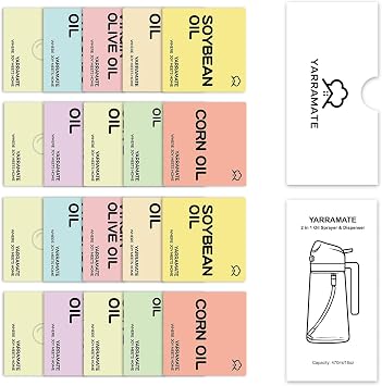 YARRAMATE 20 Color Labels for Oil Sprayer Bottles, Stickers for Oil,Sauce and More
