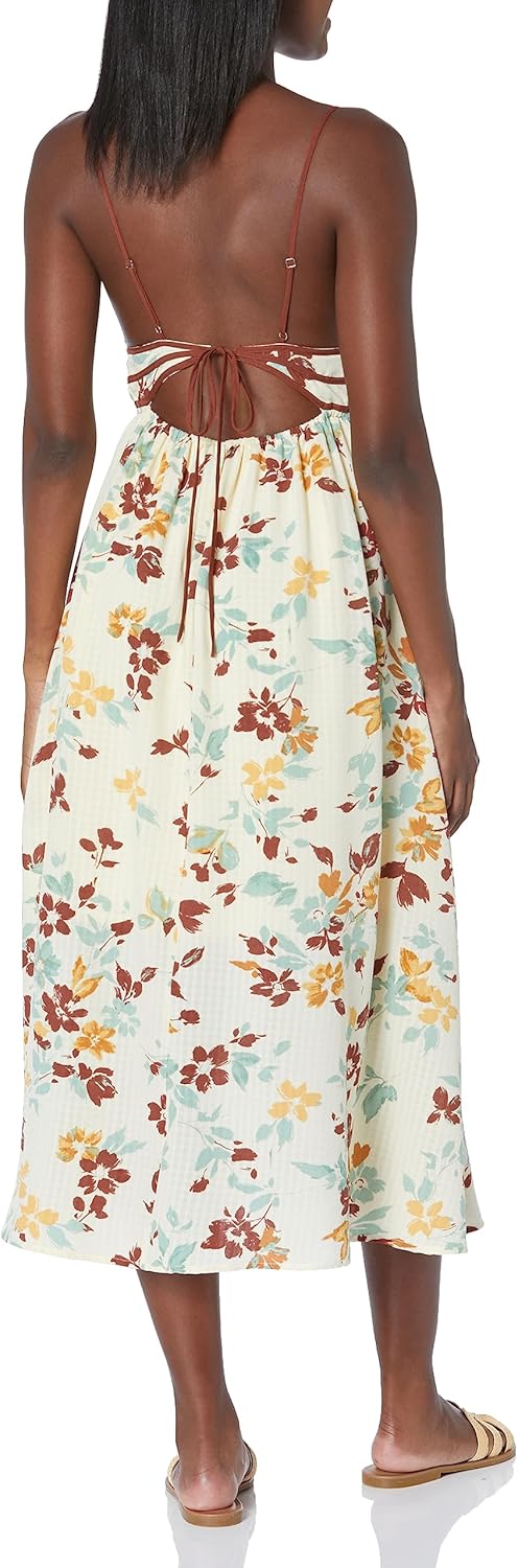 Moon River Womens Floral V Neck Sleeveless Cut-Out Shirred Midi Dress - Image 2