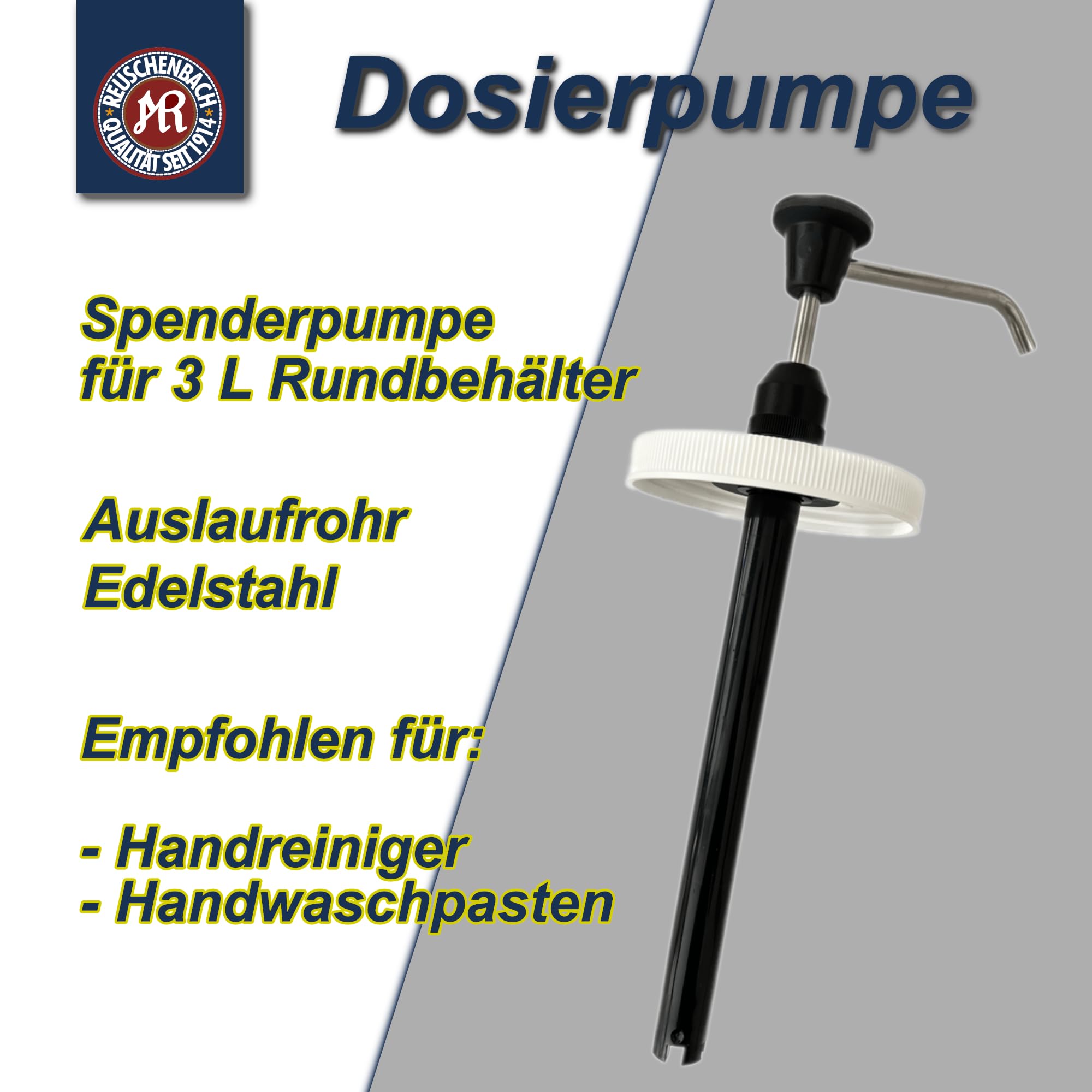 Dosierpumpe für 3 Liter Rundbehälter, Spenderpumpe Metall für Handreinger