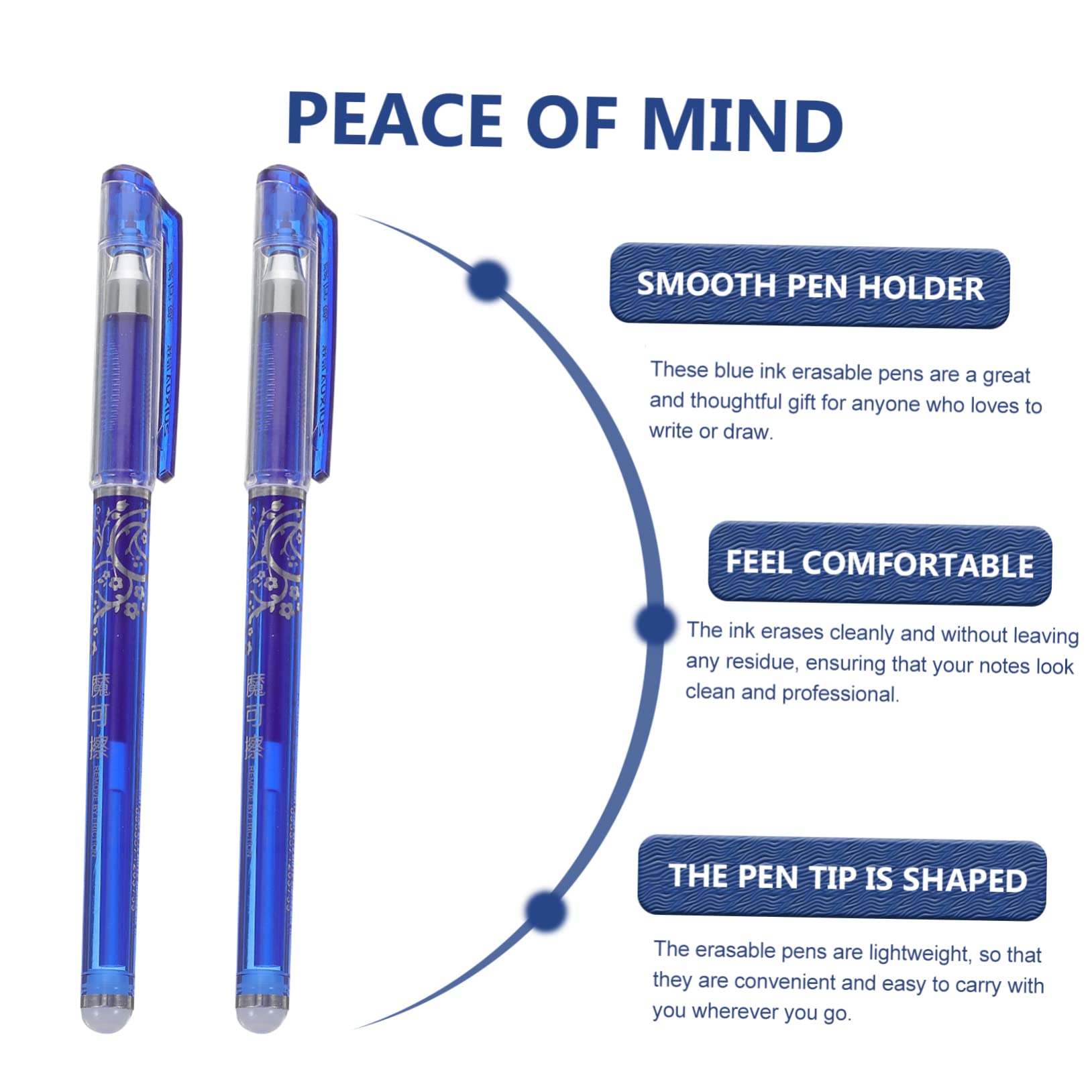 Lurrose 36 Pièces stylo effaçable stylos à bille noir s gel noirs de prise de notes effaçables erasable pen bleu chinois pour écrire 0,5 encrer Blue