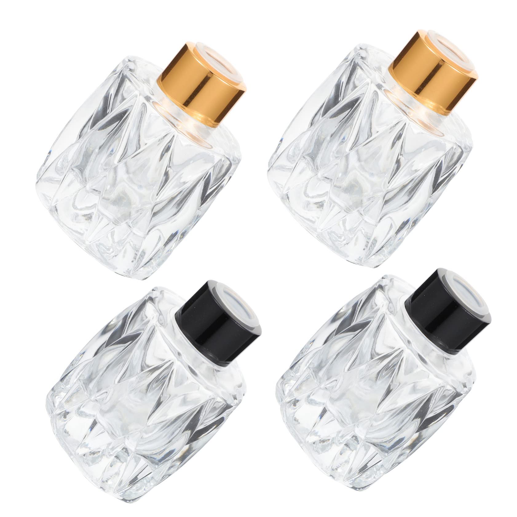 MAGICLULU 2 Sätze Aromatherapieflasche Aus Glas Schreibtischdeko Hochzeitsdeko Schwarze Diffusorflasche Sirup Auto Diffusor-aromatherapie-Glas Transparente Diffusorflasche Golden 4 Stück * 2