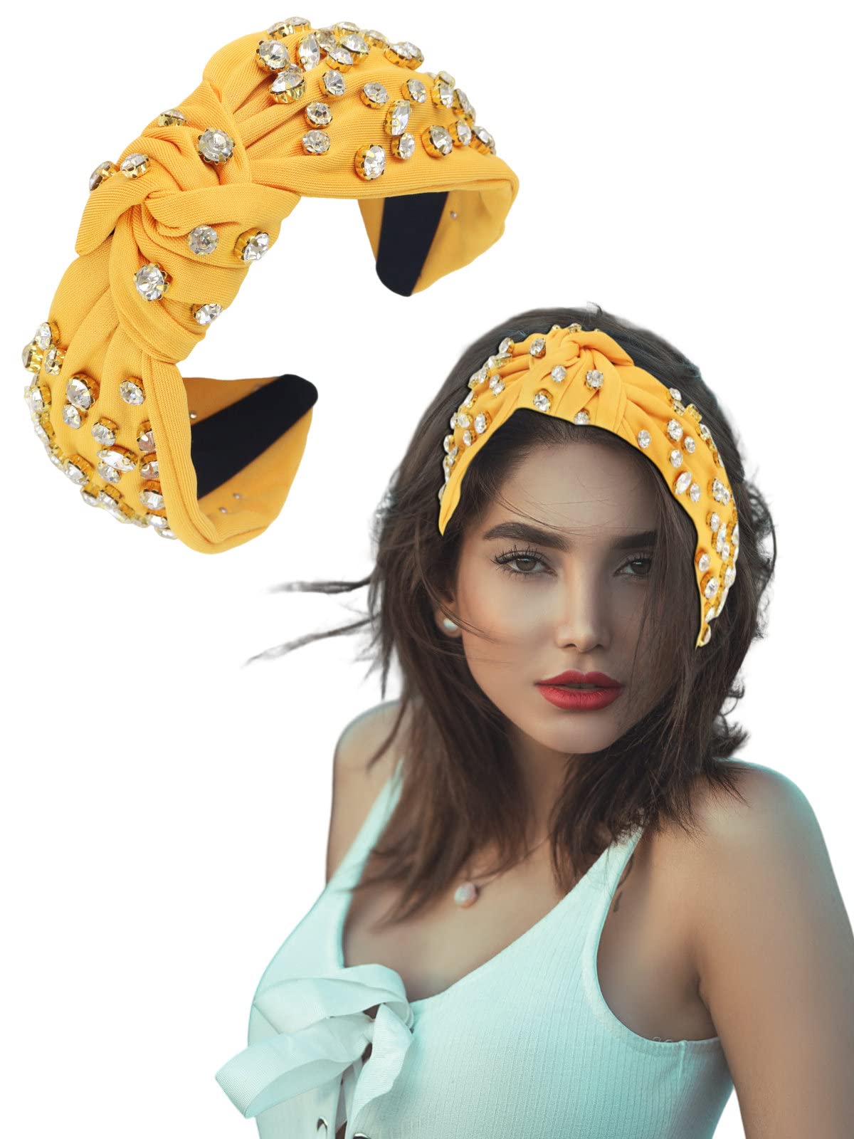 Amazon.com : Brihasory Rhinestone Knotted Headband for Women  display picture 3