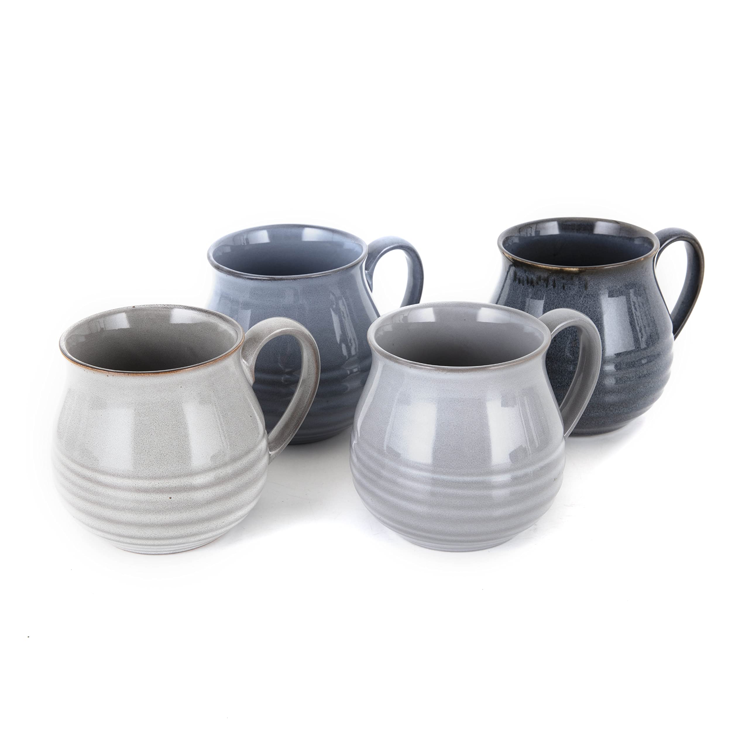 Barbary & Oak BO874014 Abyss Round Mug, Reactive Glaze, Stoneware, Set of 4