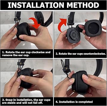 Replacement Ear Pads with Marshall Major IV Earphones, The Ear Cushions Are Made Of Elasticated Foam And Protein Leather, Soft And Comfortable (Brown)