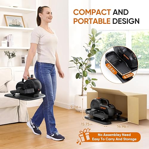 Vista 9 de Dripex Máquina elíptica para debajo del escritorio, 3 en 1, ejercitador eléctrico de piernas de elipse, como se ve en la televisión, 10 velocidades