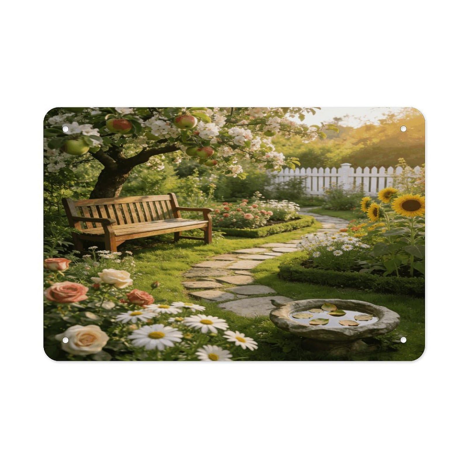 Khauerbc Style Bauerngarten Tin Sign Iron Sheet Painting Unframed 11.8X7.9 Inch Metal Poster Wall Decor Iron Painting Wall Prints For Living Room Bedroom Office Home Decor