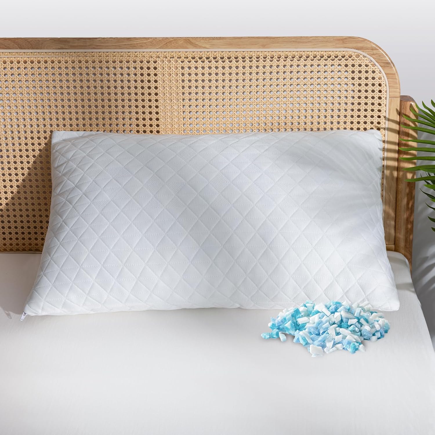 EGOHOME Shredded Memory Foam Pillows, Bed Pillows for Sleeping, Medium Standard/Queen Size Pillow for Side Back Stomach Sleepers, Neck Support Pillow with Washable Removable Cover (1 Pack)