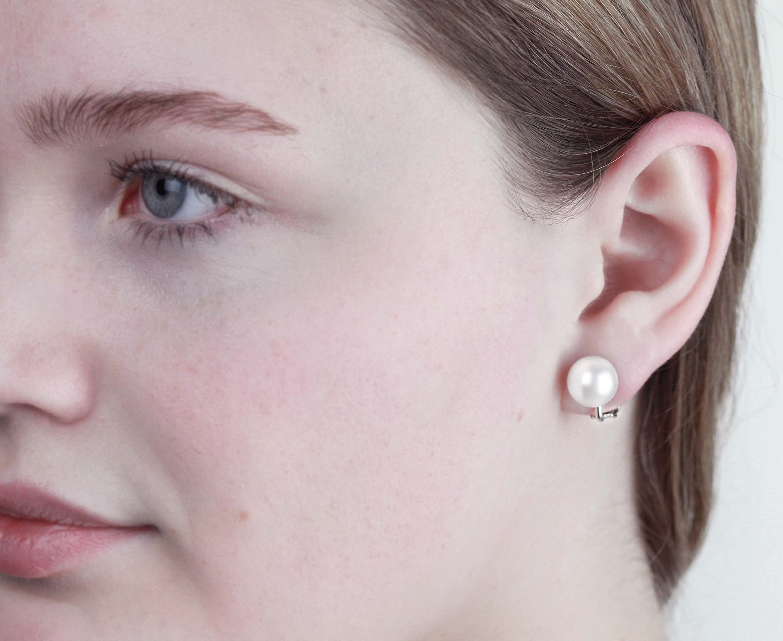 Traveller®, orecchini a clip con cristallo Swarovski®, placcati in oro 22 ct o placcati in rodio, diametro della perla di circa 10 mm