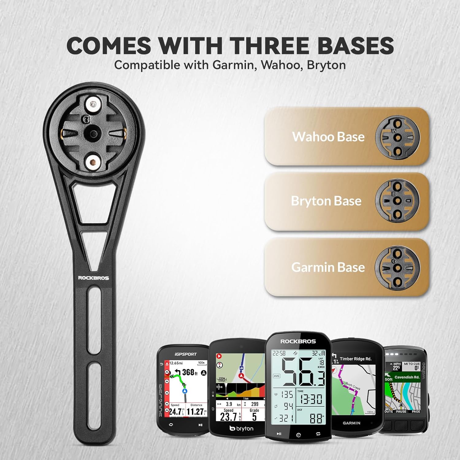 ROCKBROS Bike Computer Mount Out-Front for Garmin&Mainstream Bike Computers image 5