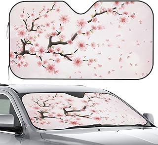 Front Window Car Sun Shade Windshield- Cherry Blossom Spring Foldable Cute Funny Sunshade for Car Truck SUV-Blocks Uv Rays Visor Shield Cover Keep Your Vehicle Cool Medium