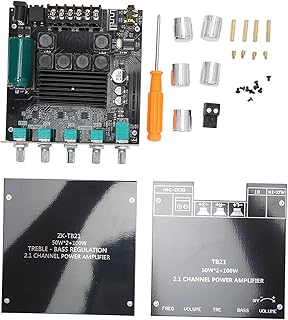 Amplifier Board with Treble and Bass Control, BT and AUX Inputs,2.1 Channel 50W 50W 100W Subwoofer Amp Module Board for DIY Speakers