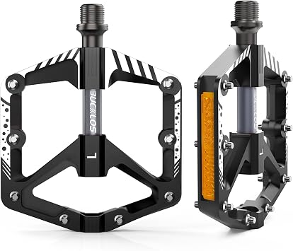 Mountain Bike Pedals MTB Flat Non-Slip Aluminum Alloy Bicycle Pedals with Reflectors Sealed Bearings Bicycle Platform Pedals 9/16" for Adult Road Gravel Bikes Ebike