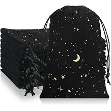 Hillban 30 Pcs 4 x 6 Inch Black Velvet Drawstrings Bags for Jewelry Moon Star Pouch with Drawstrings Ring Bags for Jewelry Gift Packaging Wedding Anniversary Christmas Eid Mubarak