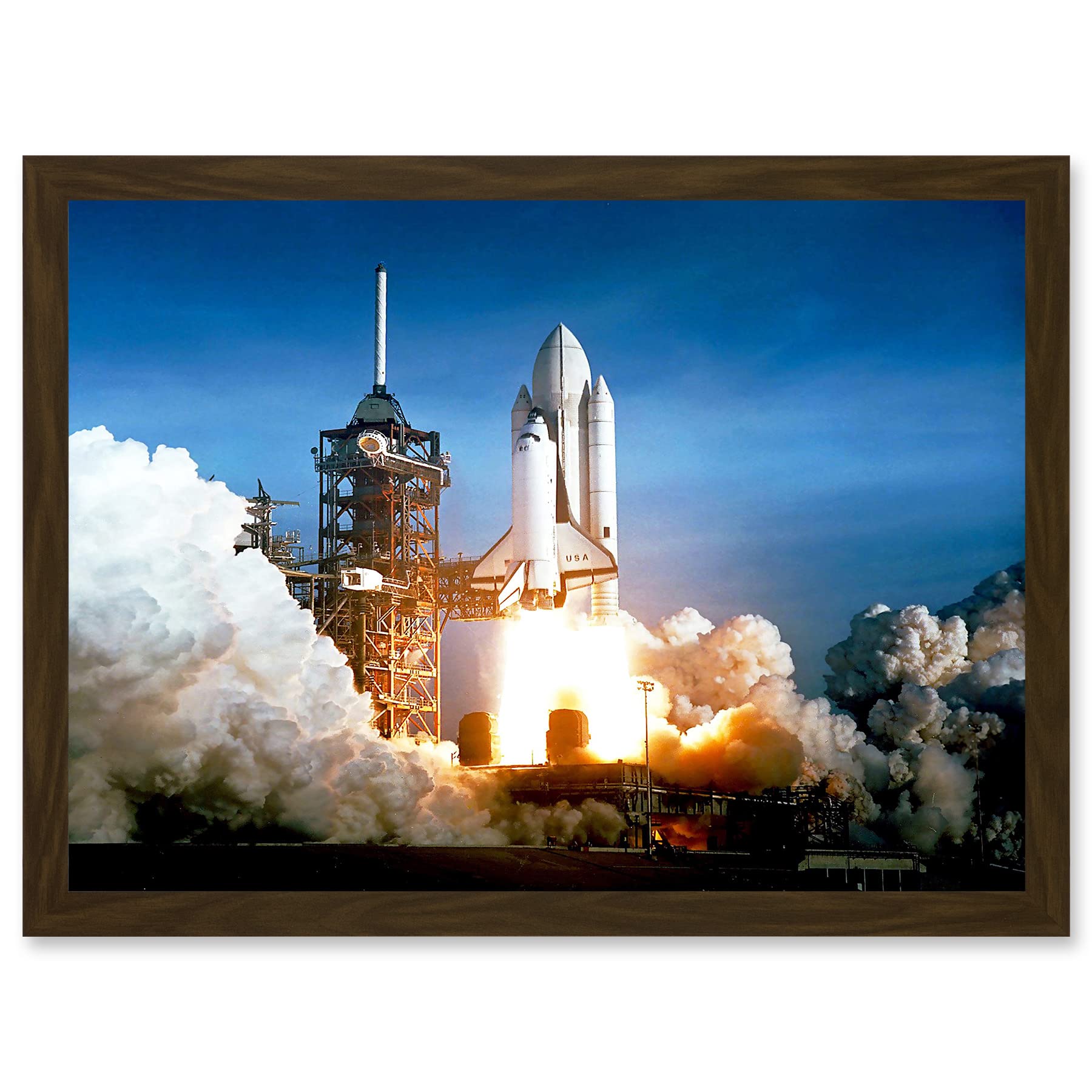 Artery8 Space 1981 Shuttle Launch Number One Columbia NASA Artwork Framed Wall Art Print A4