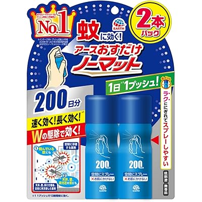 おすだけノーマット 蚊取りスプレー ワンプッシュ 蚊取り 無香料 屋内 蚊 対策 駆除 蚊除け 200日×2 防除用医薬部外品
