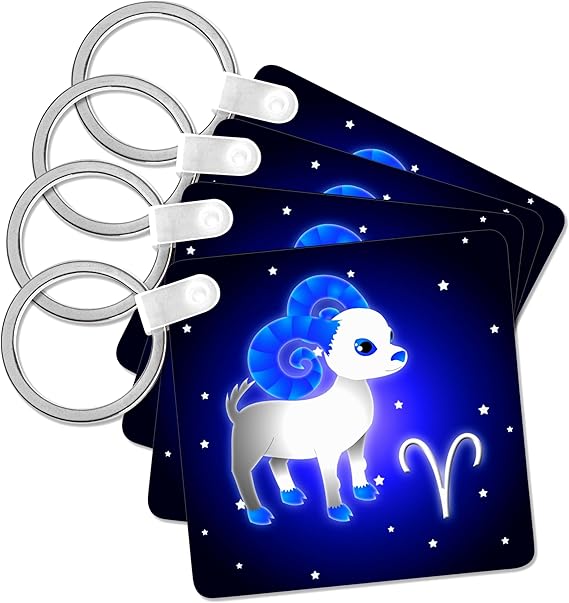 Cute Astrology Aries Zodiac Sign Ram, Key Chain