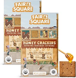 Fair & Square Gluten Free Graham Crackers Powered by Gut Friendly, Prebiotic Banana Flour | Organic, Vegan, Dairy Free, Al...