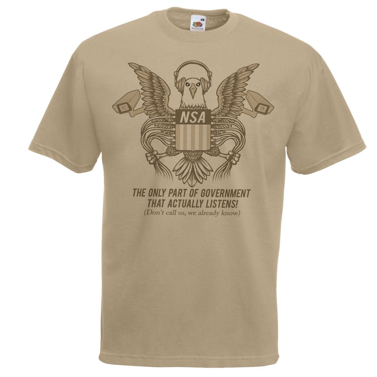 Unisex Khaki NSA Funny US Government Secret Service Spoof T-Shirt [XL]