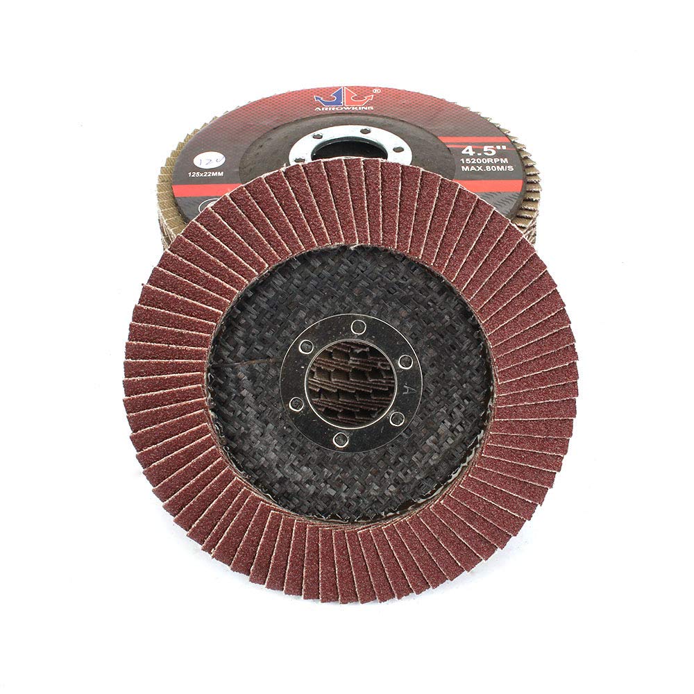 10 discos de lijado de óxido de 11,4 cm, grano 60/120 para amoladora angular de madera, metal pulido, tipo 27