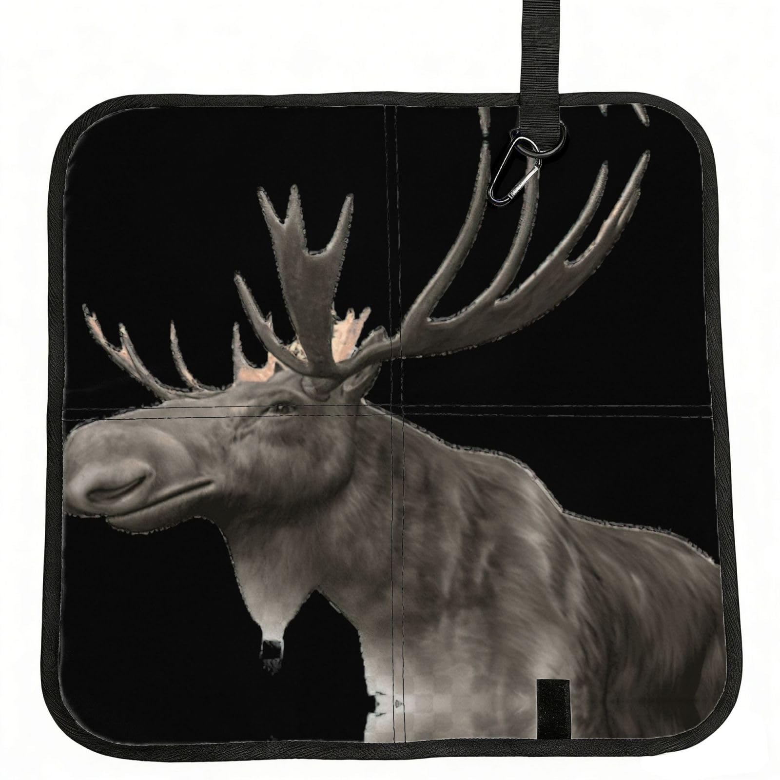 SDEGTHO Moose Printed Foldable Seat Pad with Closure, Lightweight Cushion for Airplane Travel Camping