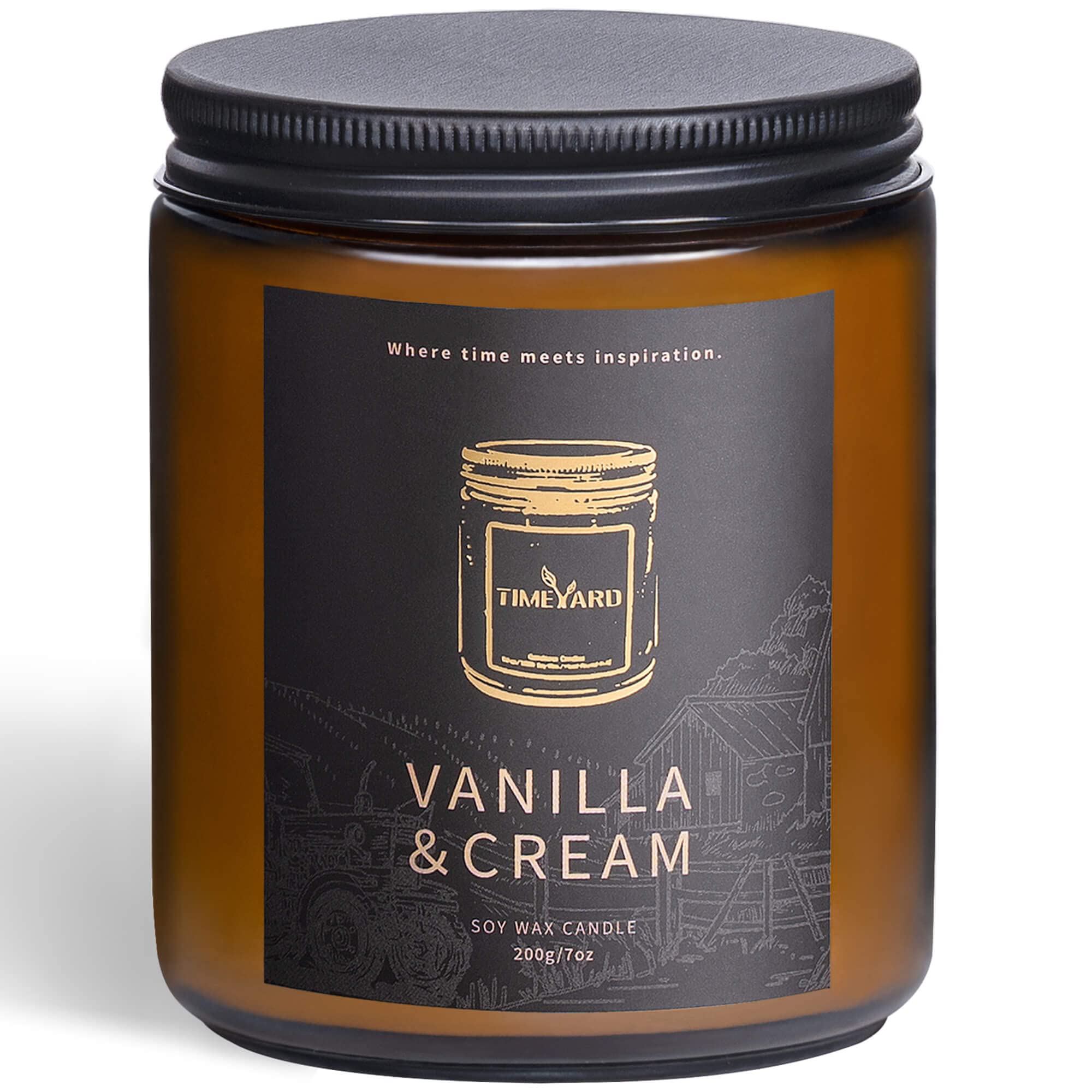 TIMEYARDVanilla Cream Scented Candle, Sweet Vanilla Candles Housewarming Gifts for Women in Bedroom, Farmhouse Jar Candles, Yummy Ice Cream Scented Soy Candles with 1 Cotton Wick, 45H Burn Time, 7oz