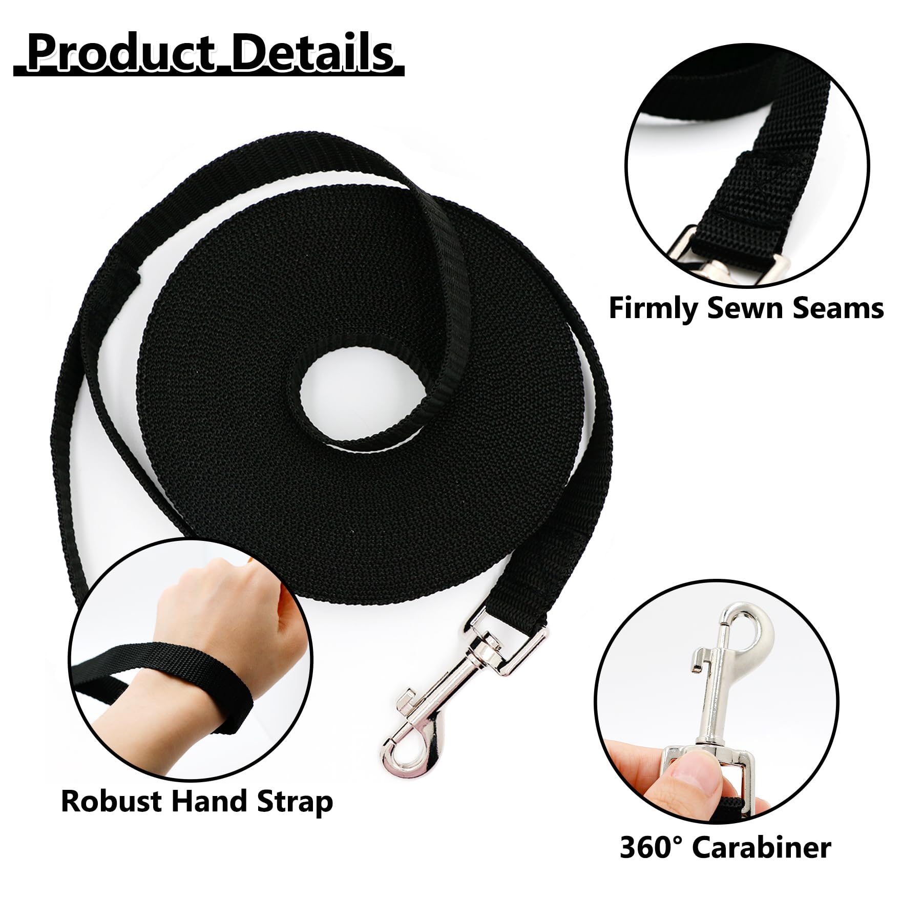 Dog Lead, 10m Waterproof & Adjustable Nylon Dog Leash with Handle and 360° Carabiner, Durable Training Lead for Small Medium - Image 4