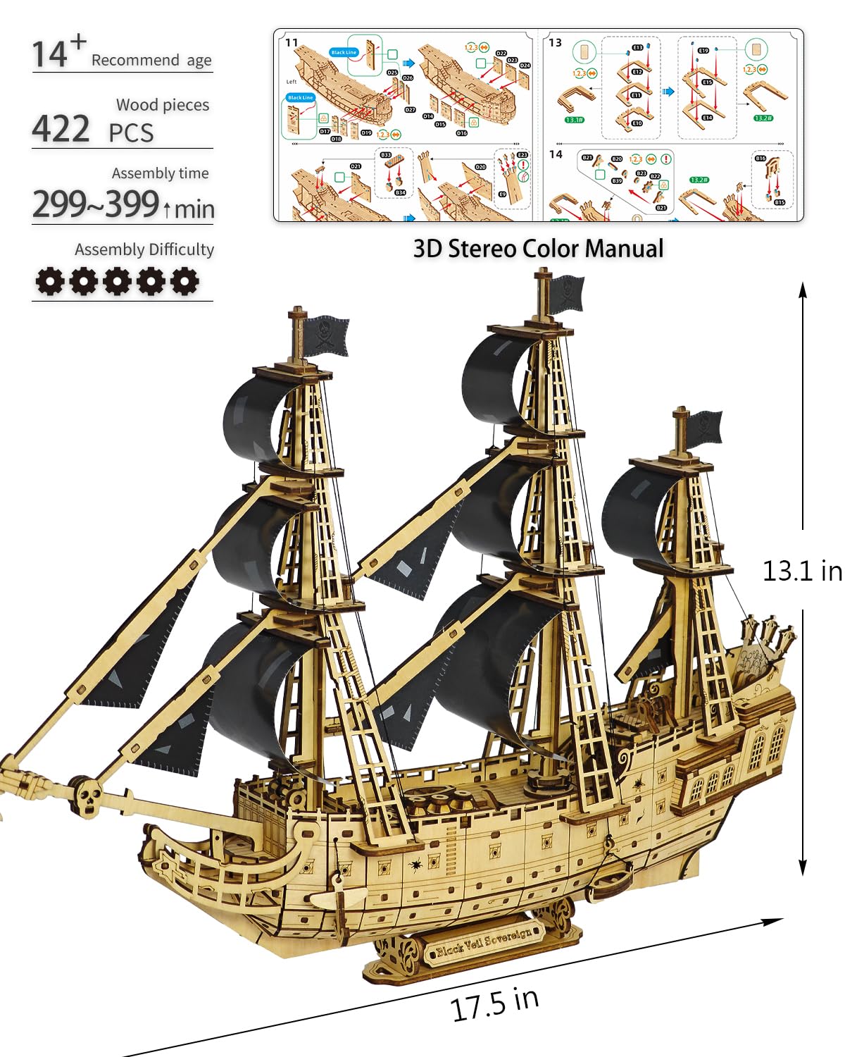 Amazon.com: Pirate Ship 3D Wooden Puzzle for Adults - Ideal