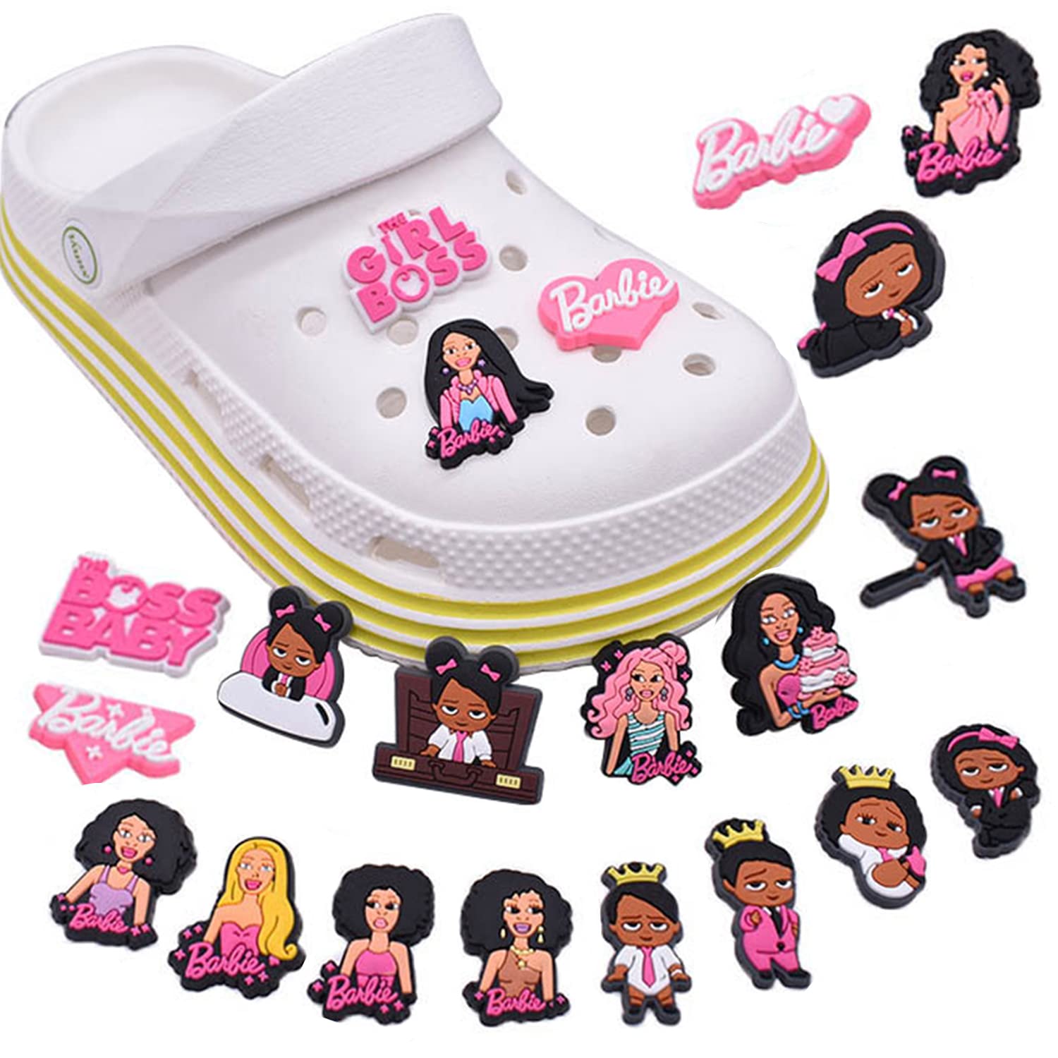 Kastwave Shoe Decoration Charms 21Pcs Decorations PVC Shoes Charm for Pins Clog Shoe Charms Cute Accessories for Shoes, Shoes Charms Girl Pink Decoration, Gift for Birthday Party Favors Supplies