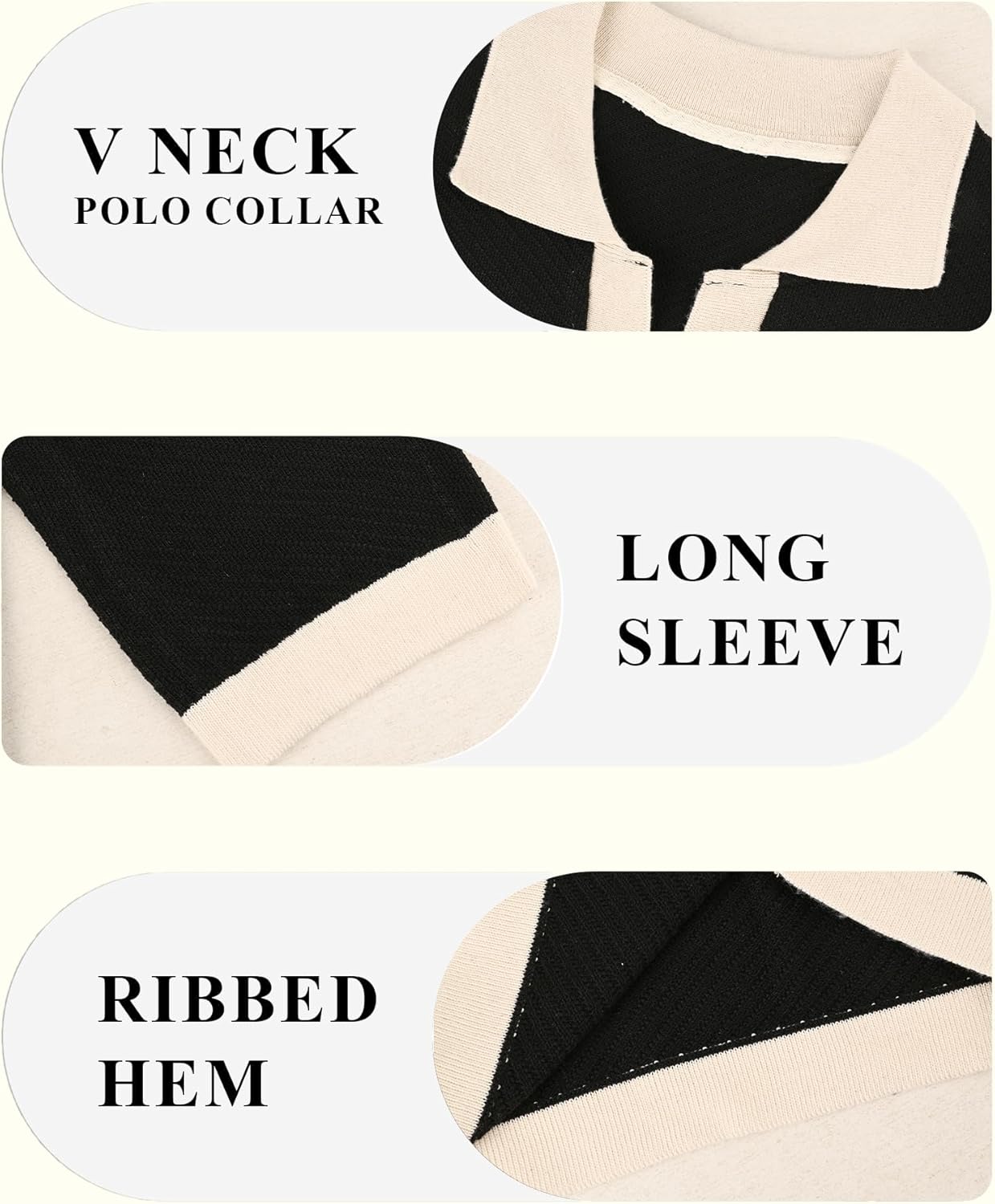 BAYAMO Mens Polo Sweater V Neck Long Sleeve Pullover Sweater Casual Knit Textured Sweater - Image 5