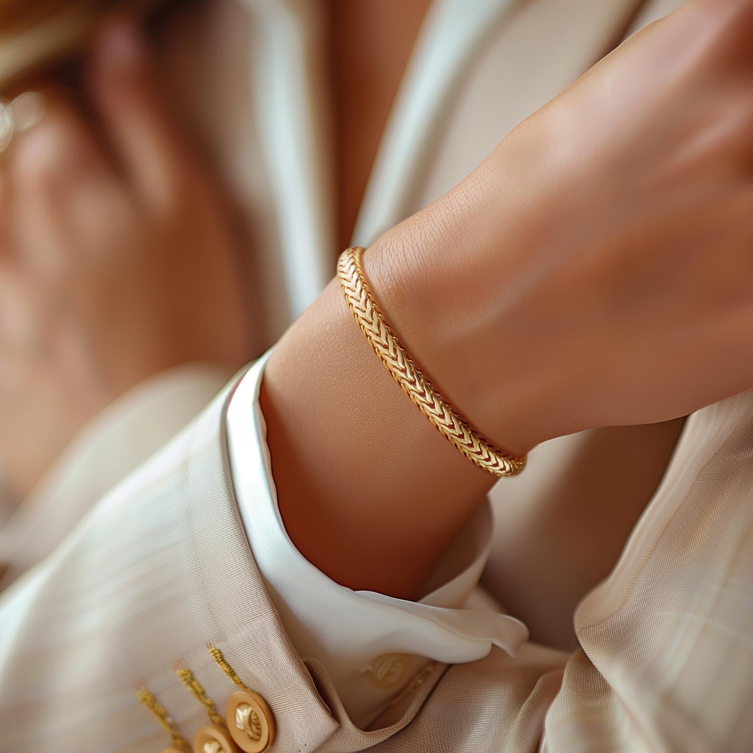 14K Gold Bracelets for Women Mens bracelet Link Foxtail 14K Gold Chain Bracelets for Women Trendy Dainty Bracelets for women 6.5-9in - Image 7