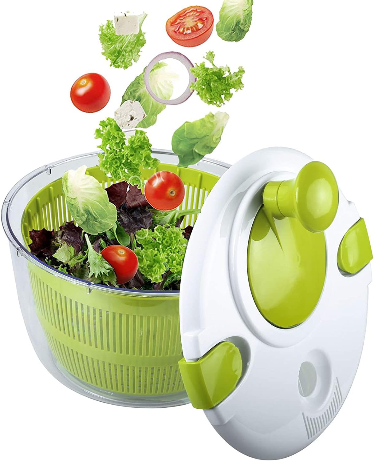 Salad Spinner Large 5 Quarts Fruits and Vegetables Dryer Quick Dry Design Drain Lettuce and Vegetable with Ease for Tastier Salads and Faster Food Prep