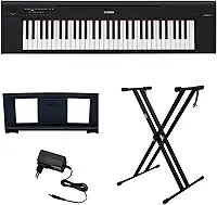 Kit Piano Digital NP 15B Piaggero Preto 61 Teclas com Fonte Bivolt e Suporte em X