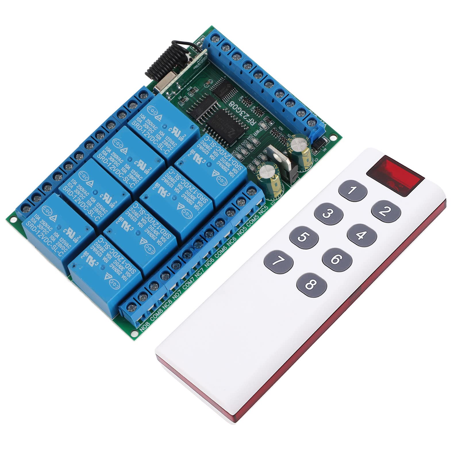 Modulo di Controllo Remoto a 8 Canali Modulo Interruttore di Controllo Remoto Wireless Telecomando con Codifica Fissa da 100 M Interruttore di Controllo Remoto Wireless Modulo