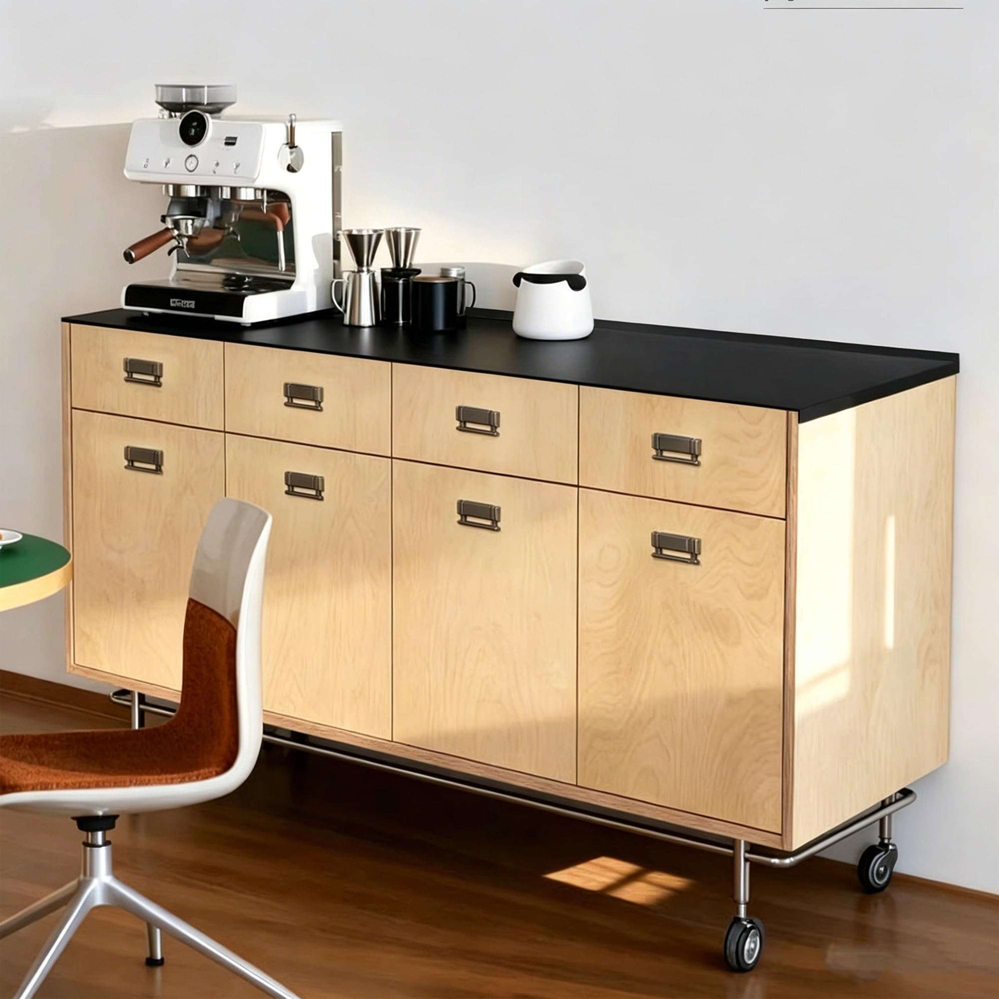 Kiboncy B Stainless Steel Top Rolling Coffee Ar Cabinet, Irch Wood Sideboard Uffet Storage Cupboard For Home Kitchen Ar(,180)