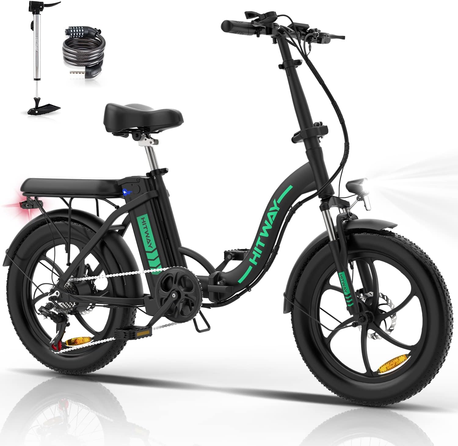 Bici Elettrica Piegevole HITWAY 20 Pollici - Pneumatici Fat, 250W, 36V, Autonomia 35-90 Km, Per Città E Montagna - Foto 10