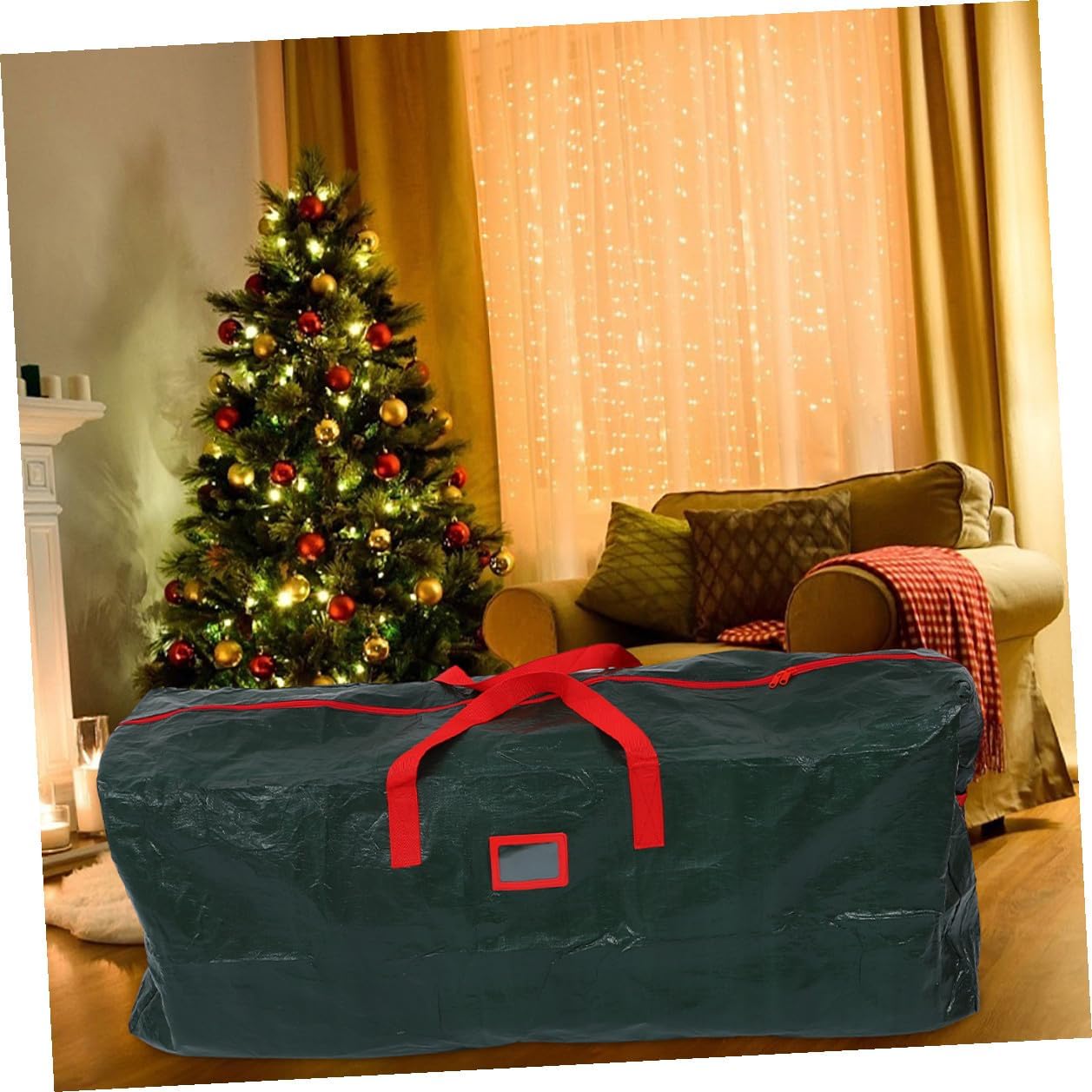 YARNOW Waterproof Christmas Tree Storage Bag 165x38x76cm Heavy-duty Dustproof Organizer with Zipper Handles for Artificial Holiday Tree Home Storage