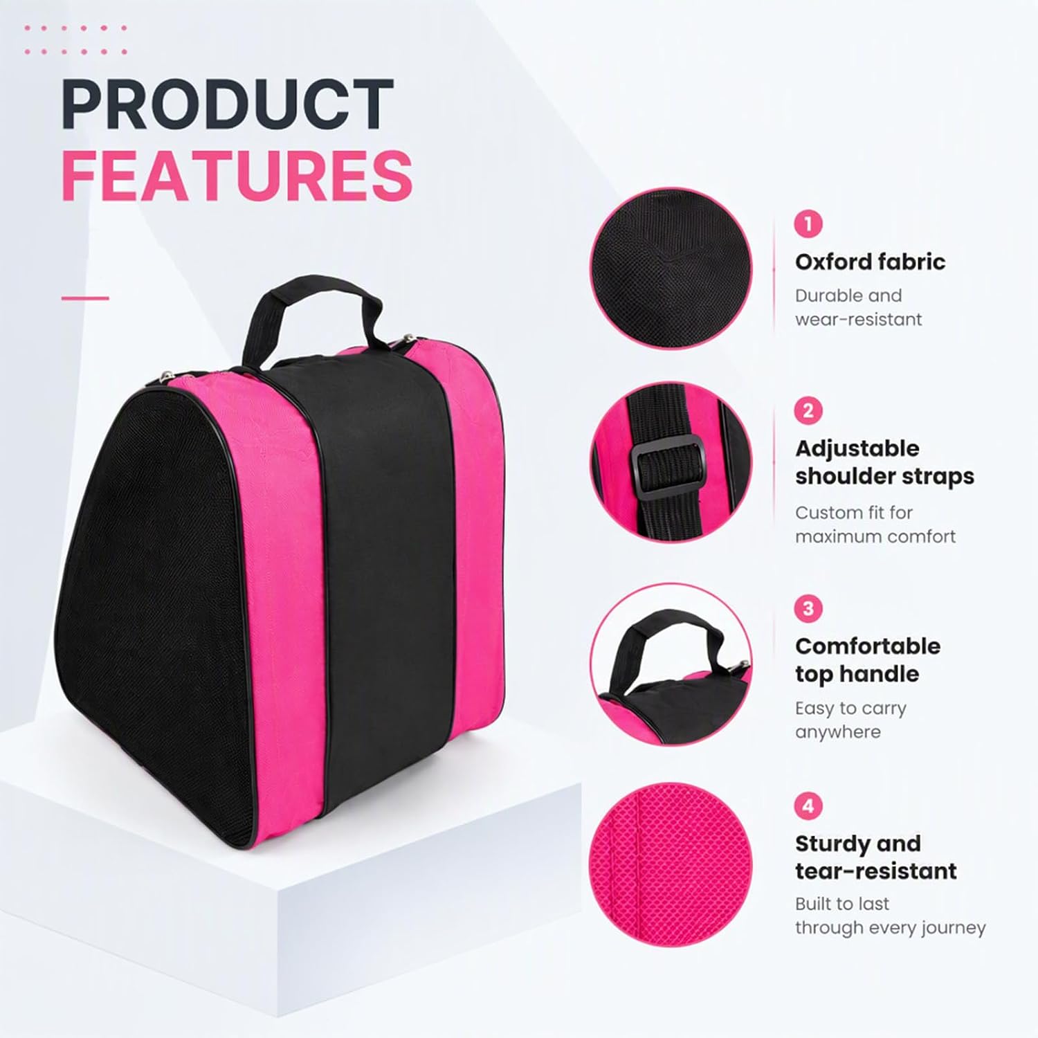 Roller Skate Bags, Oxford Cloth Ice Skates Storage Bag with Adjustable Shoulder Strap, 2 Pack Figure Skating Shoes Carry Bags Roller Blade Container, Roller Skate Accessories