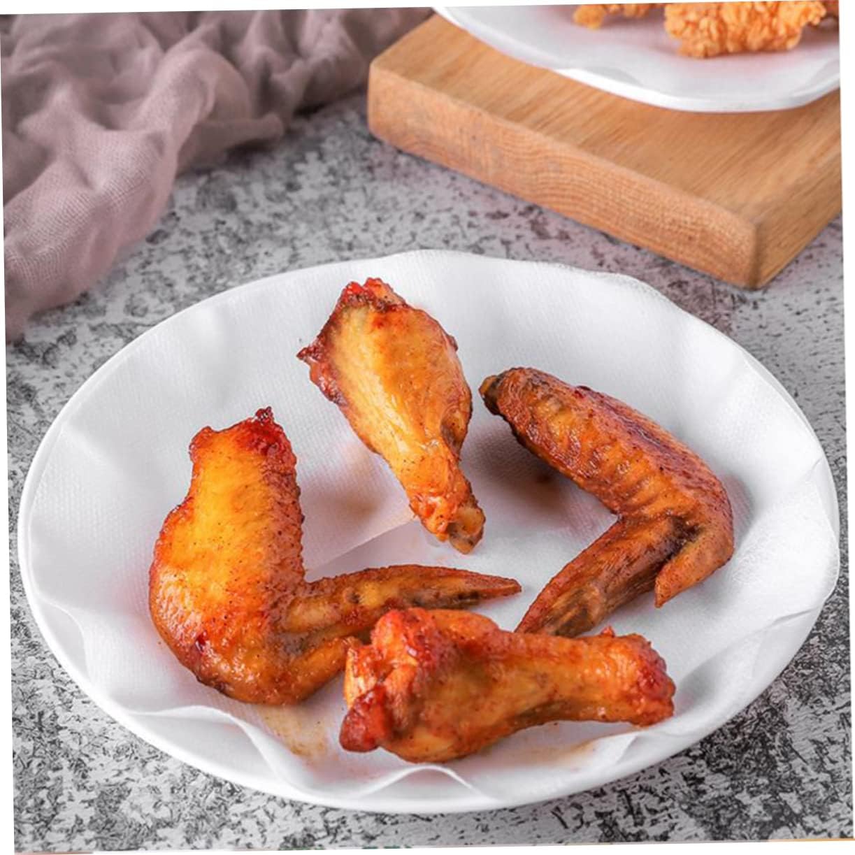 48pcs Oil Absorption Nonwoven Safe Tasteless Thin Solid Quick Oil Absorption High Temperature Resistant for Air Fryer Deep Fryer