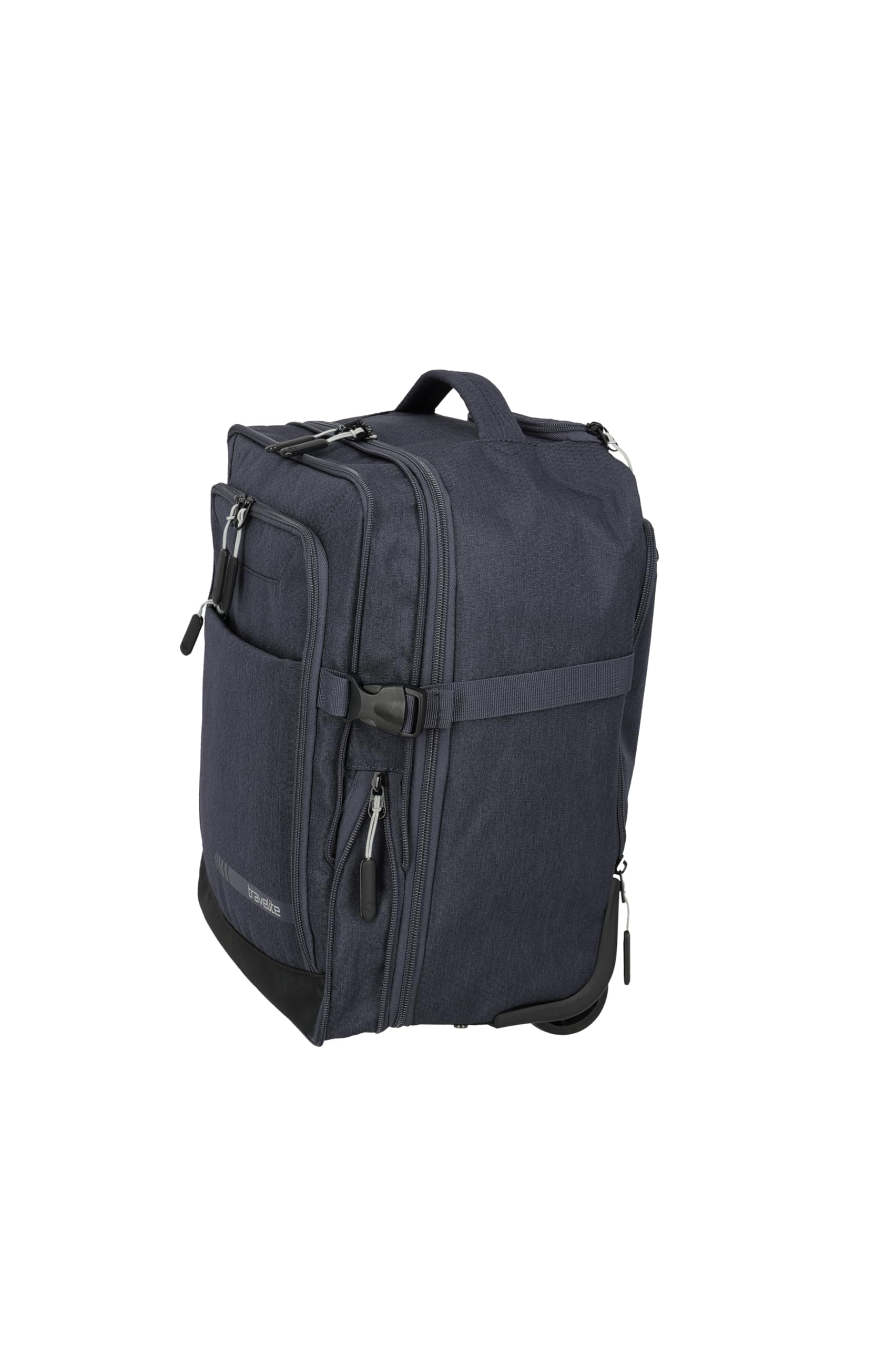 Travelite Rucksack KICK OFF, Laptopfach 15,6 Zoll, Handgepäck Rucksack mit Rollen und Teleskopgestänge, vielseitiger Reiserucksack, 30 x 40 x 20/23 cm, 24/28 L